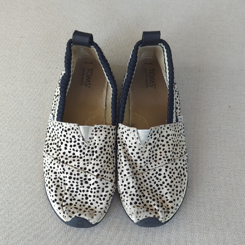 TOMS Kids' Black and Cream Moccasins